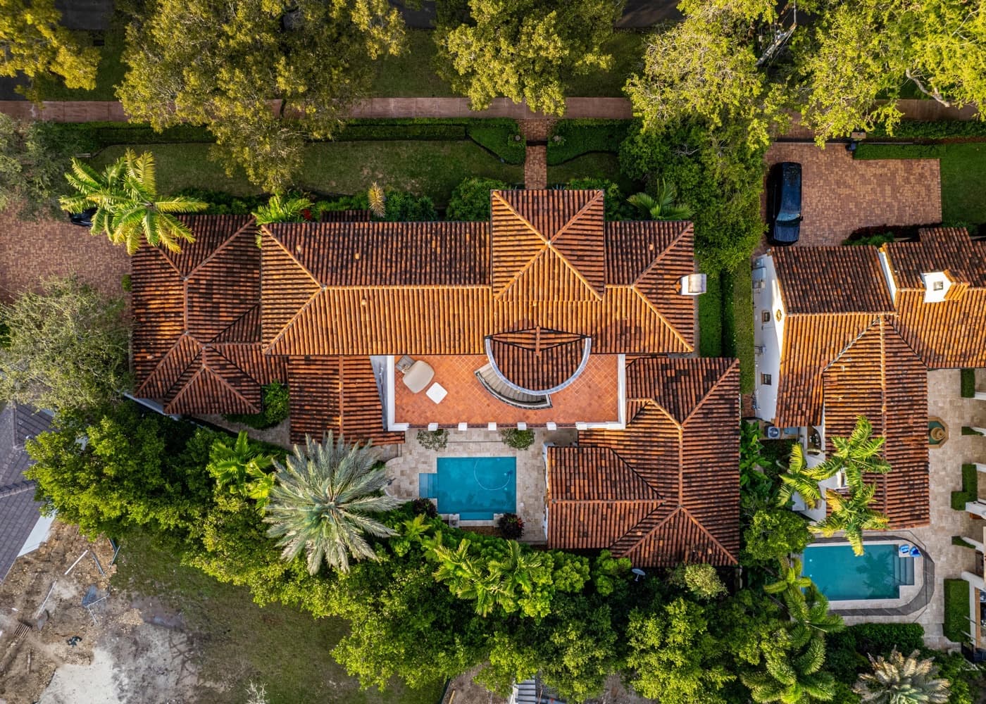 Aerial view of a private estate and grounds representing property and estate services
